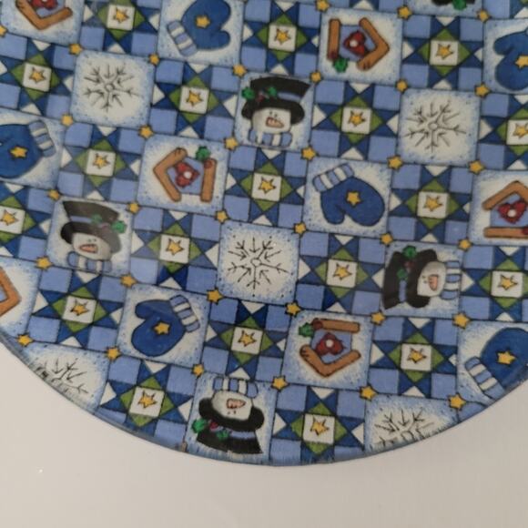 Festive Blue 7-Inch Winter Holiday Decorative Plate - Picture 4 of 8